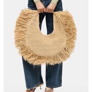Staud large raffia moon bag